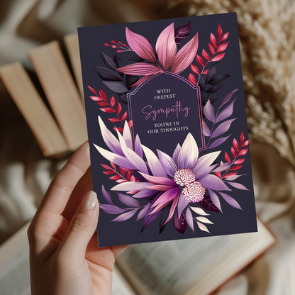 Dark Purple Botanical Sympathy Card