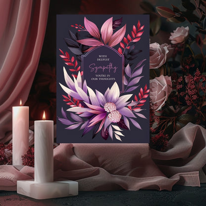 Dark Purple Botanical Sympathy Card