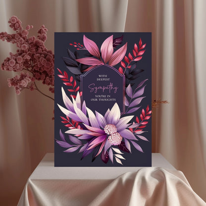 Dark Purple Botanical Sympathy Card