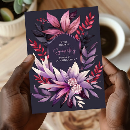 Dark Purple Botanical Sympathy Card