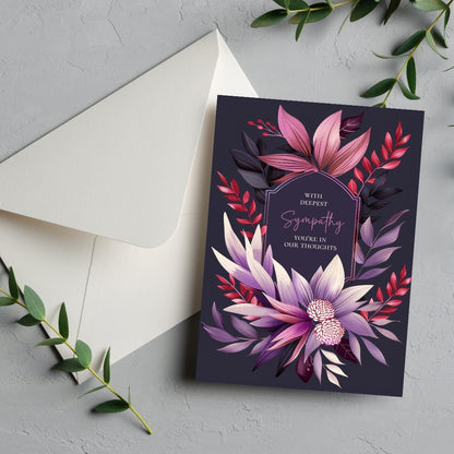 Dark Purple Botanical Sympathy Card