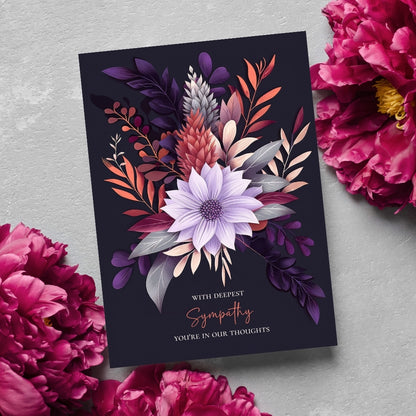 Refined Botanical Sympathy Card - Elegant Floral Design for Heartfelt Condolences