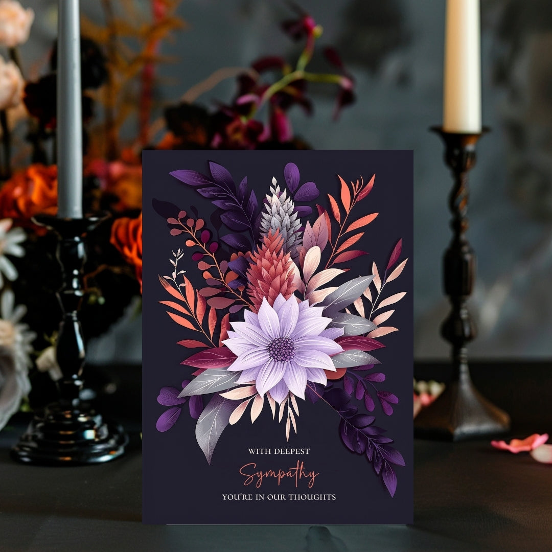 Refined Botanical Sympathy Card - Elegant Floral Design for Heartfelt Condolences