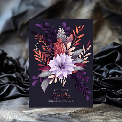 Refined Botanical Sympathy Card - Elegant Floral Design for Heartfelt Condolences