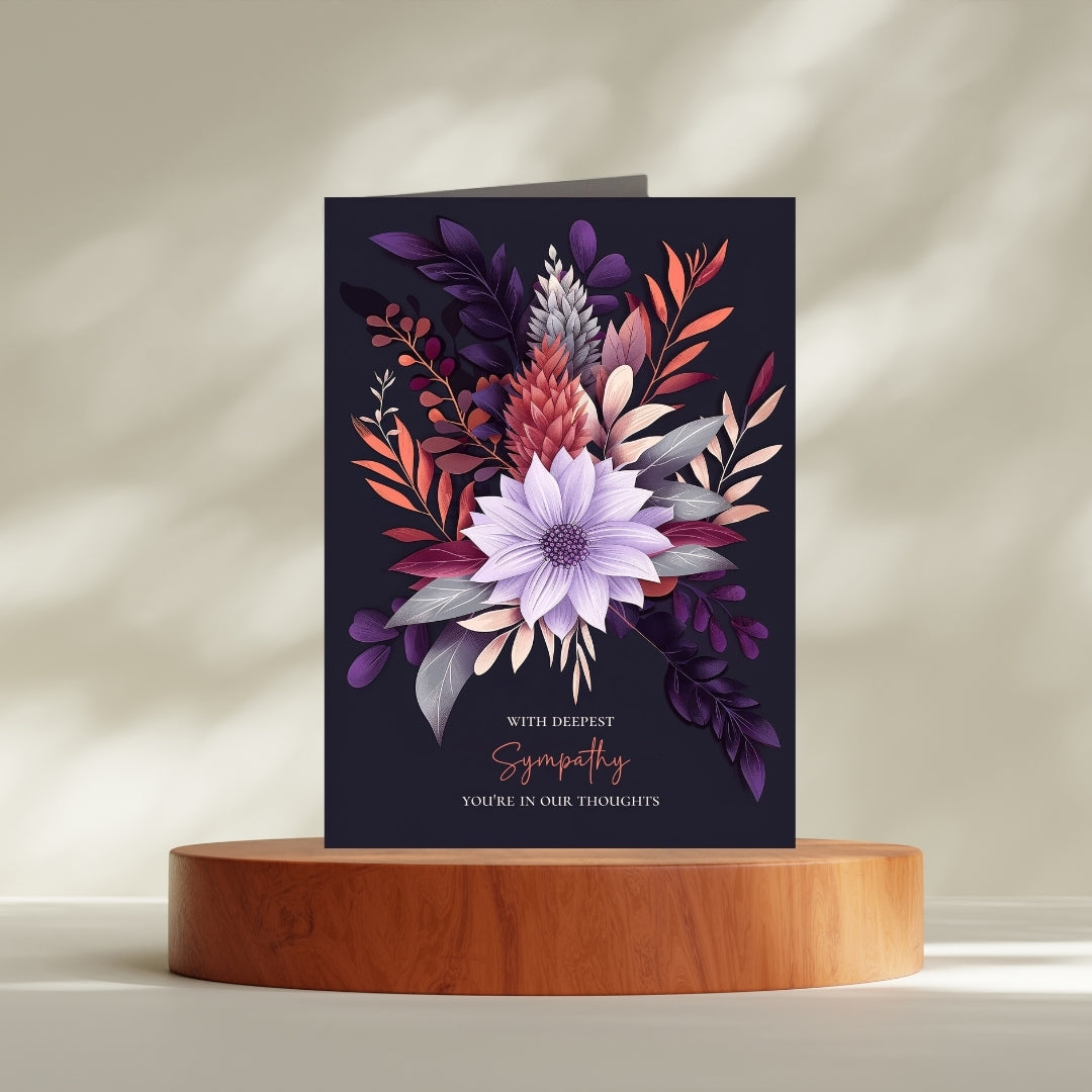 Refined Botanical Sympathy Card - Elegant Floral Design for Heartfelt Condolences