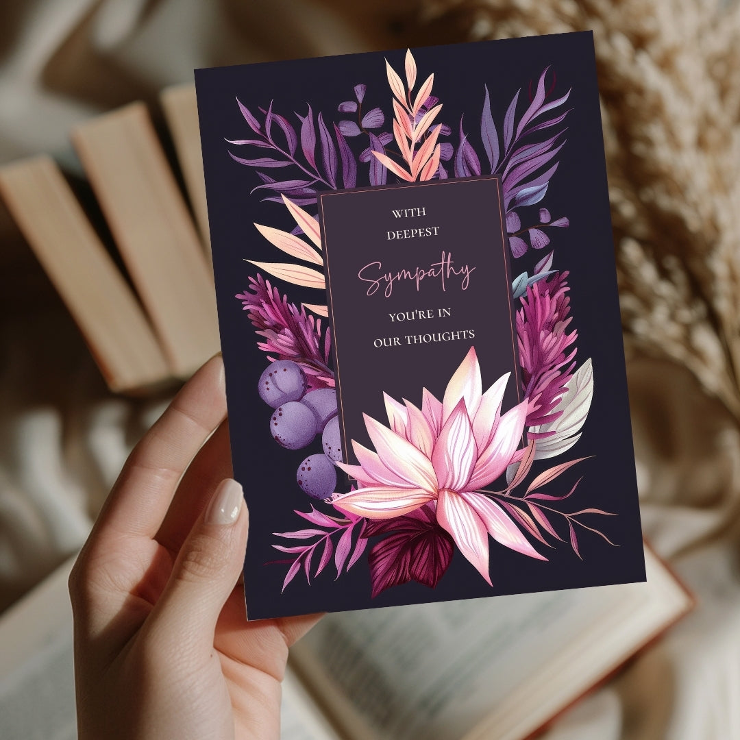 Elegant Dark Pink Floral Sympathy Card