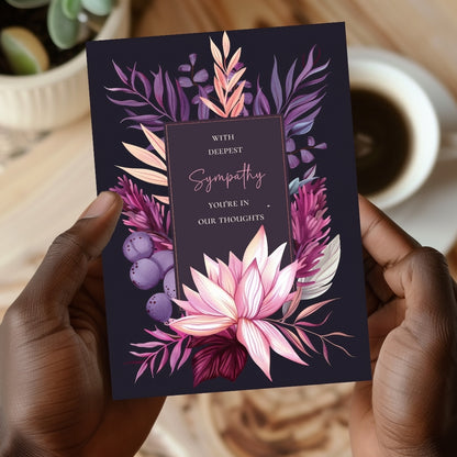 Elegant Dark Pink Floral Sympathy Card