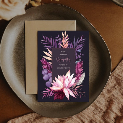 Elegant Dark Pink Floral Sympathy Card