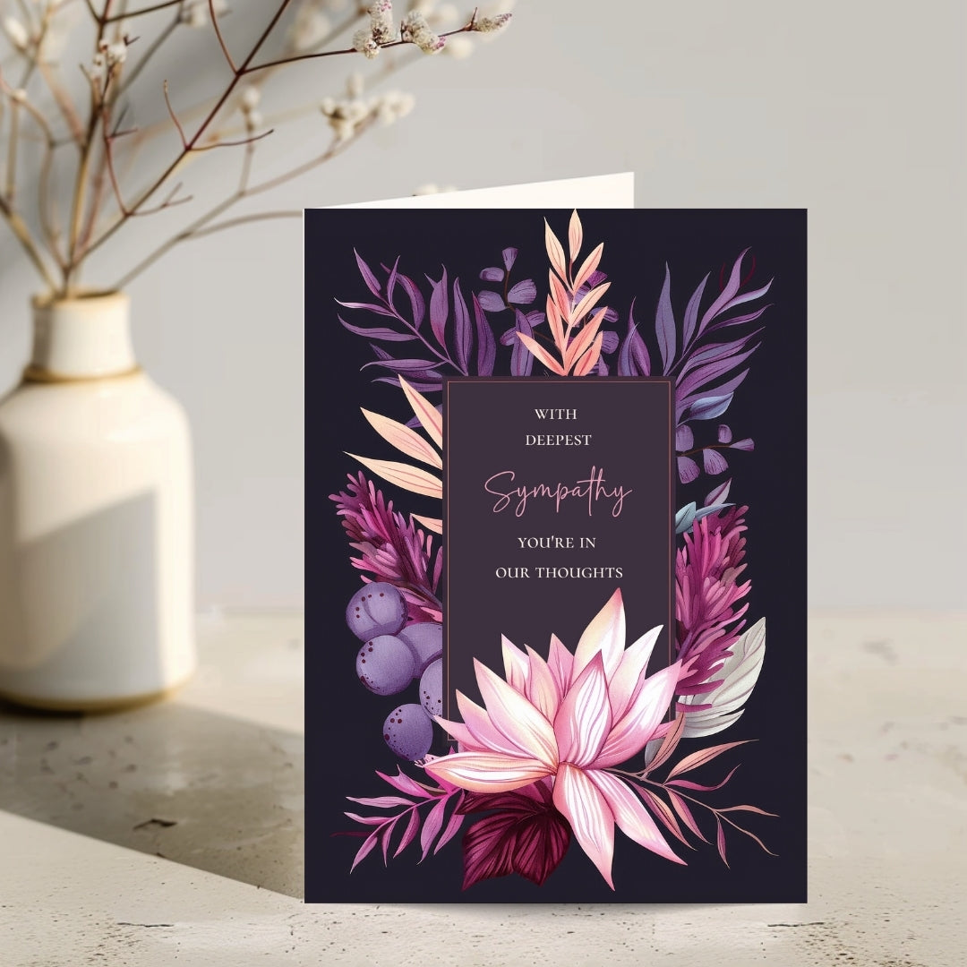 Elegant Dark Pink Floral Sympathy Card