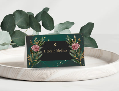 Green Celestial Wedding Invitation Set - 7 items (invitation, rsvp, details, menu, table, name, thank you)