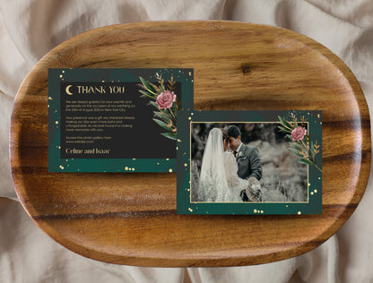 Green Celestial Wedding Invitation Set - 7 items (invitation, rsvp, details, menu, table, name, thank you)