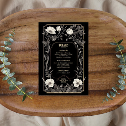 Romantic Gothic Wedding Invitation Set - 5x7 Invitation, 4x6 Details, 3.5.x5 RSVP