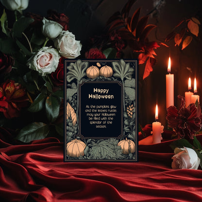 Rustic Harvest Halloween Invitation - Pumpkins & Leaves Design