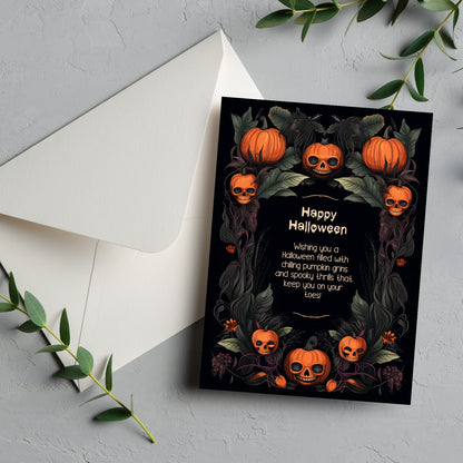 Gothic Halloween Invitation - Skull Pumpkin Design for Spooky Celebrations