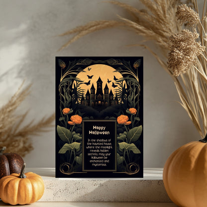 Gothic Art Nouveau Halloween Invitation - Haunted Mansion Design for Spooky Events