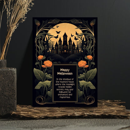 Gothic Art Nouveau Halloween Invitation - Haunted Mansion Design for Spooky Events