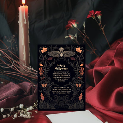 Gothic Victorian Halloween Invitation - Death's-Head Hawkmoth Design for Spooky Celebrations