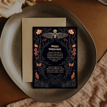 Gothic Victorian Halloween Invitation - Death's-Head Hawkmoth Design for Spooky Celebrations