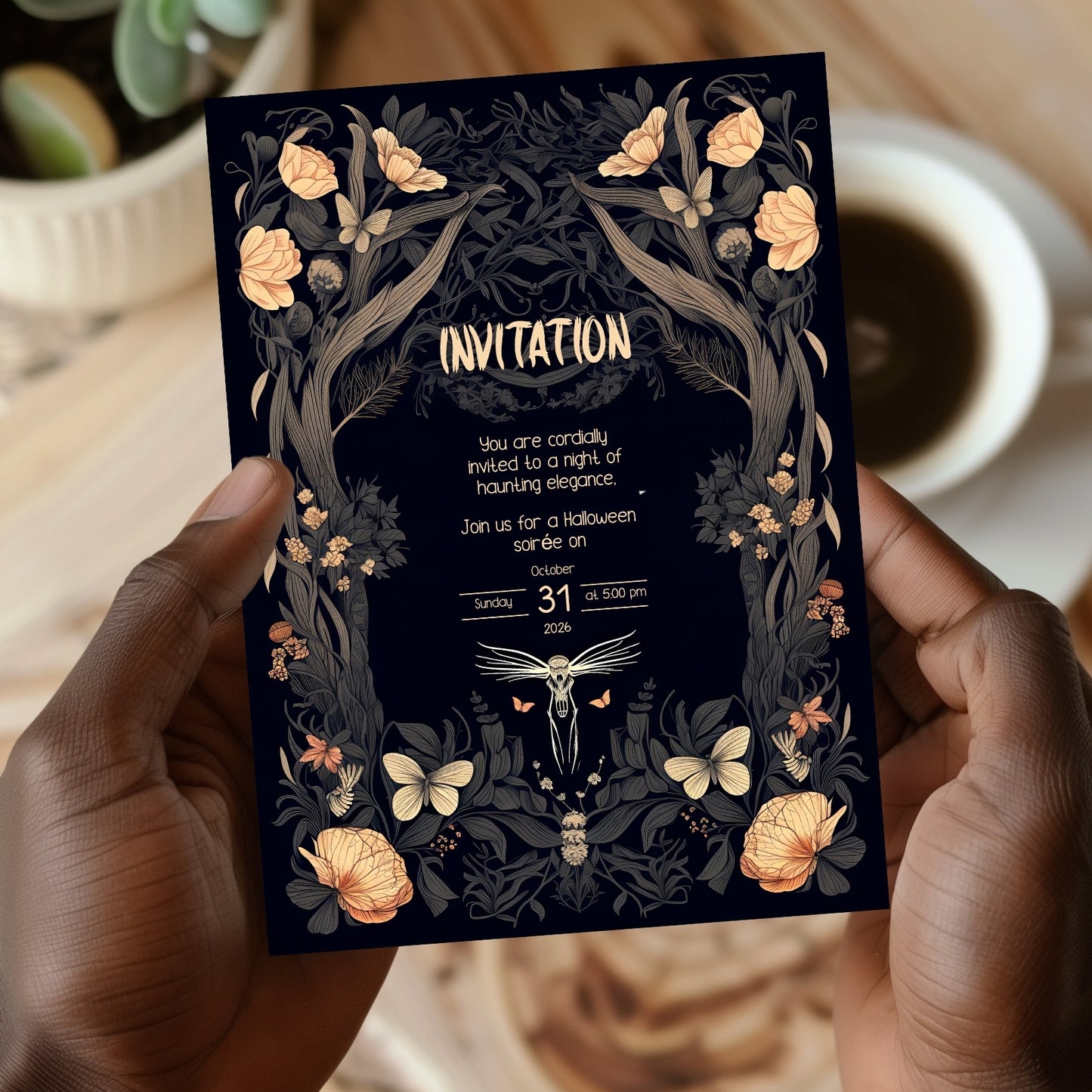 Enchanted Forest Gothic Halloween Invitation - Mystical Woodland Design