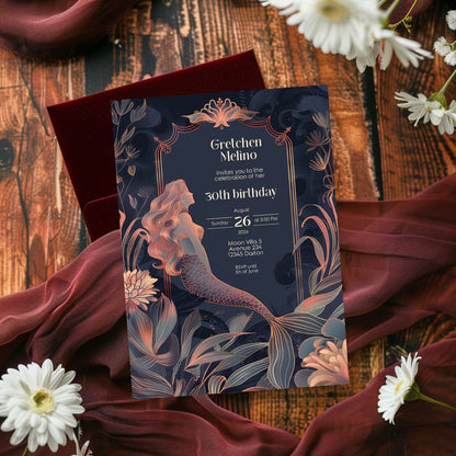 Elegant Mermaid Birthday Invitation – Underwater Fantasy Theme