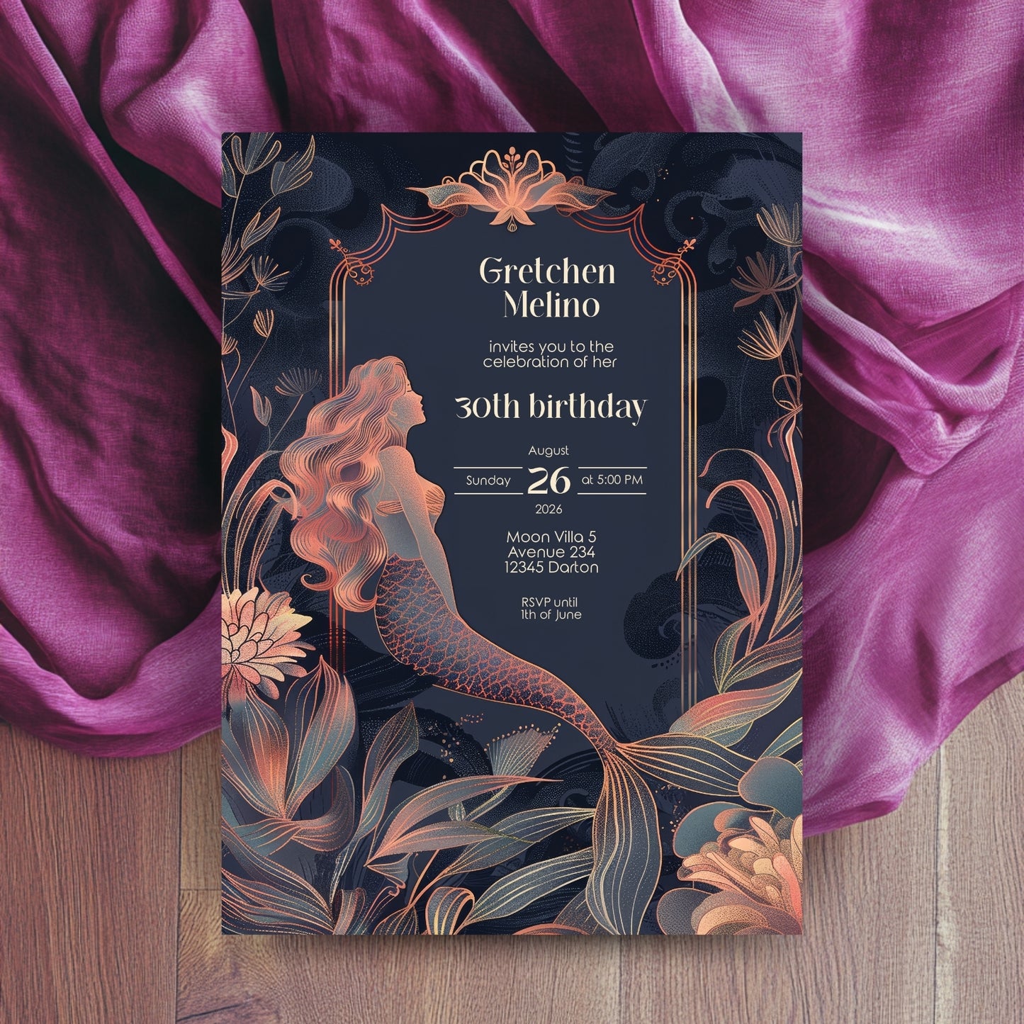 Elegant Mermaid Birthday Invitation – Underwater Fantasy Theme