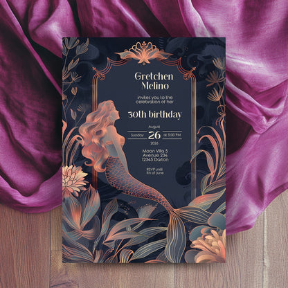 Elegant Mermaid Birthday Invitation – Underwater Fantasy Theme