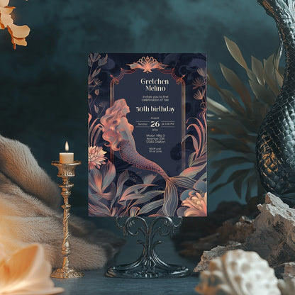 Elegant Mermaid Birthday Invitation – Underwater Fantasy Theme