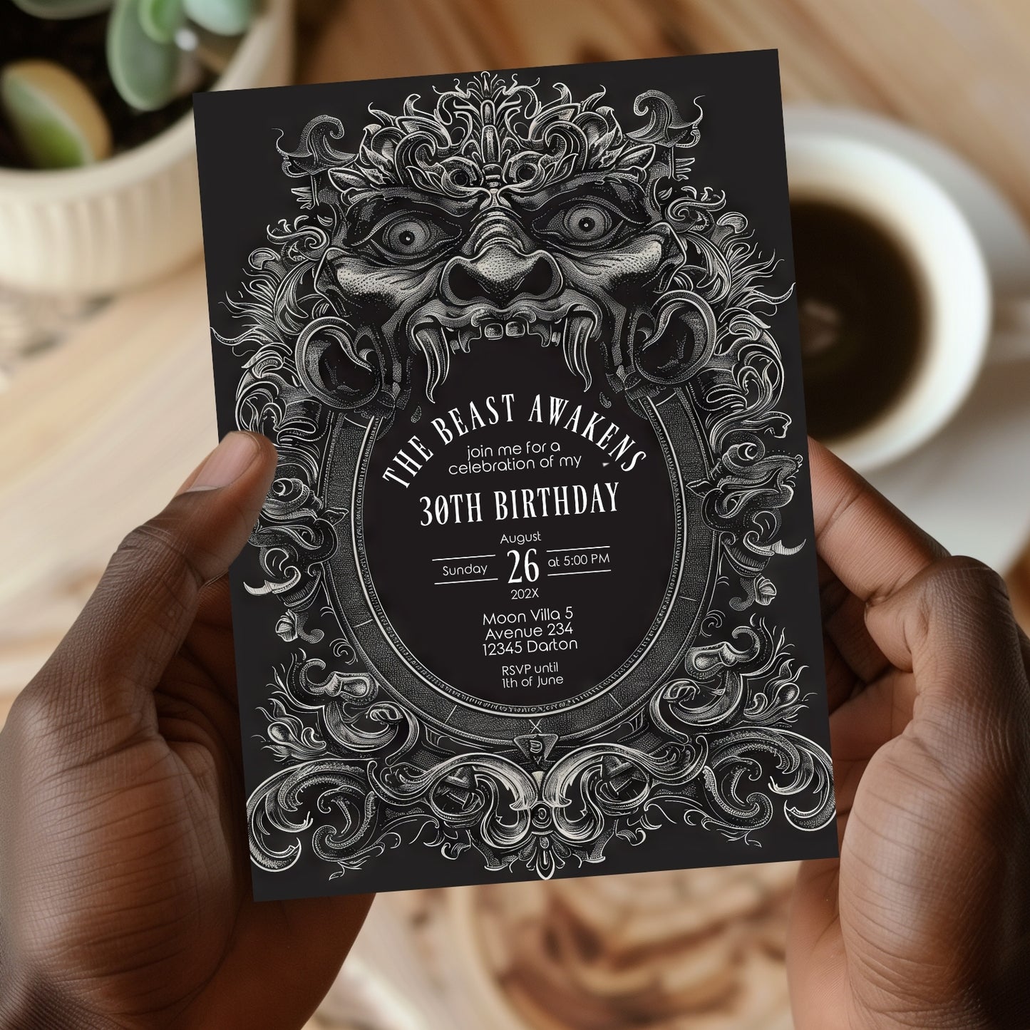 Gothic Dragon Birthday Party Invitation - Chinese Influence