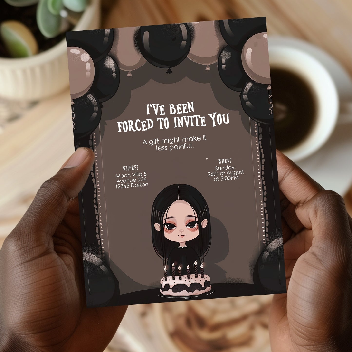 Dark Gothic Girl Birthday Invitation – Macabre Charm