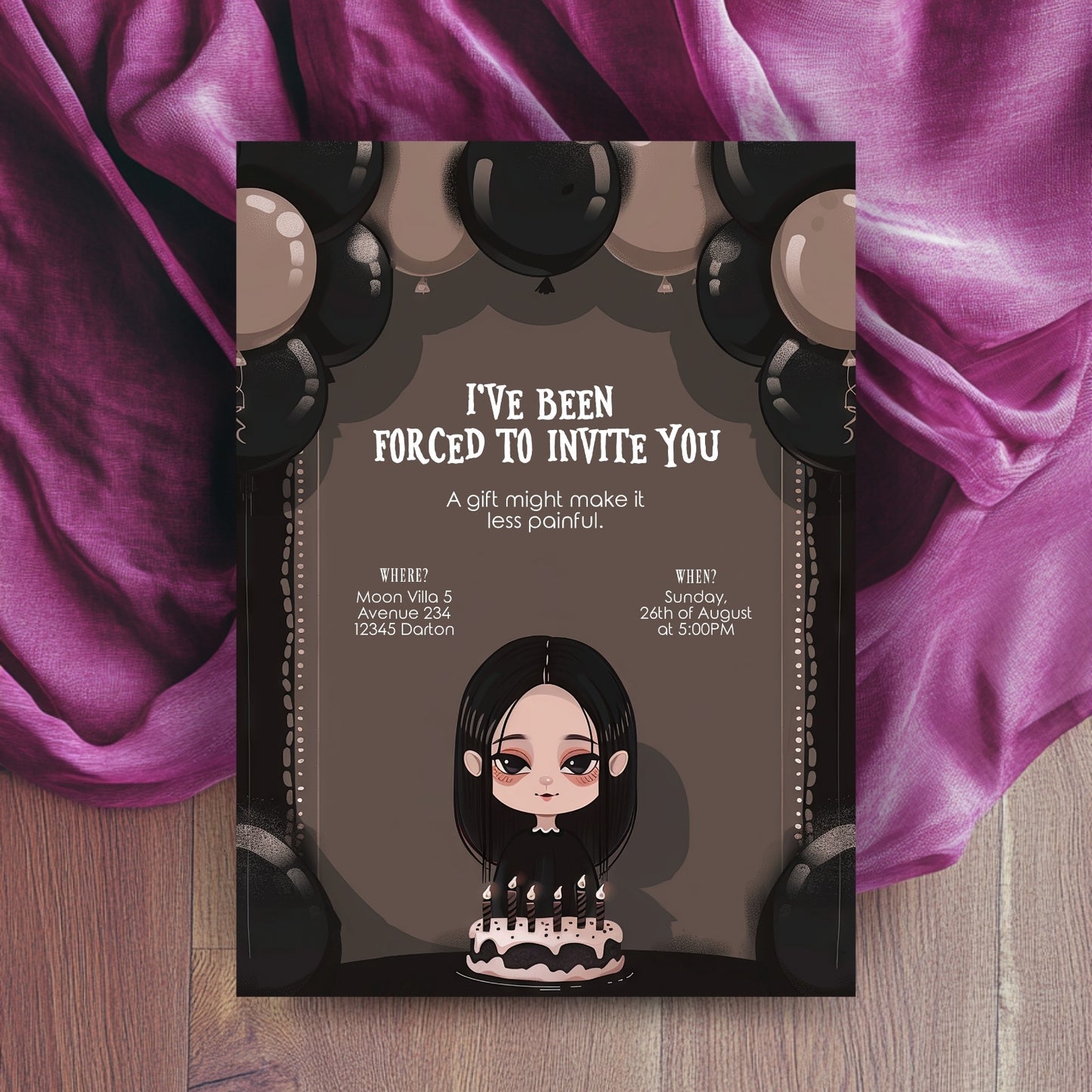 Dark Gothic Girl Birthday Invitation – Macabre Charm