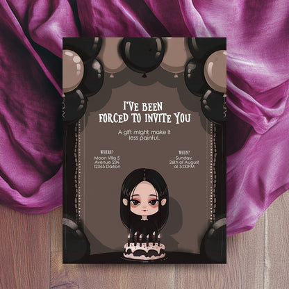 Dark Gothic Girl Birthday Invitation – Macabre Charm