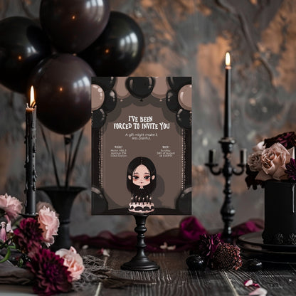 Dark Gothic Girl Birthday Invitation – Macabre Charm