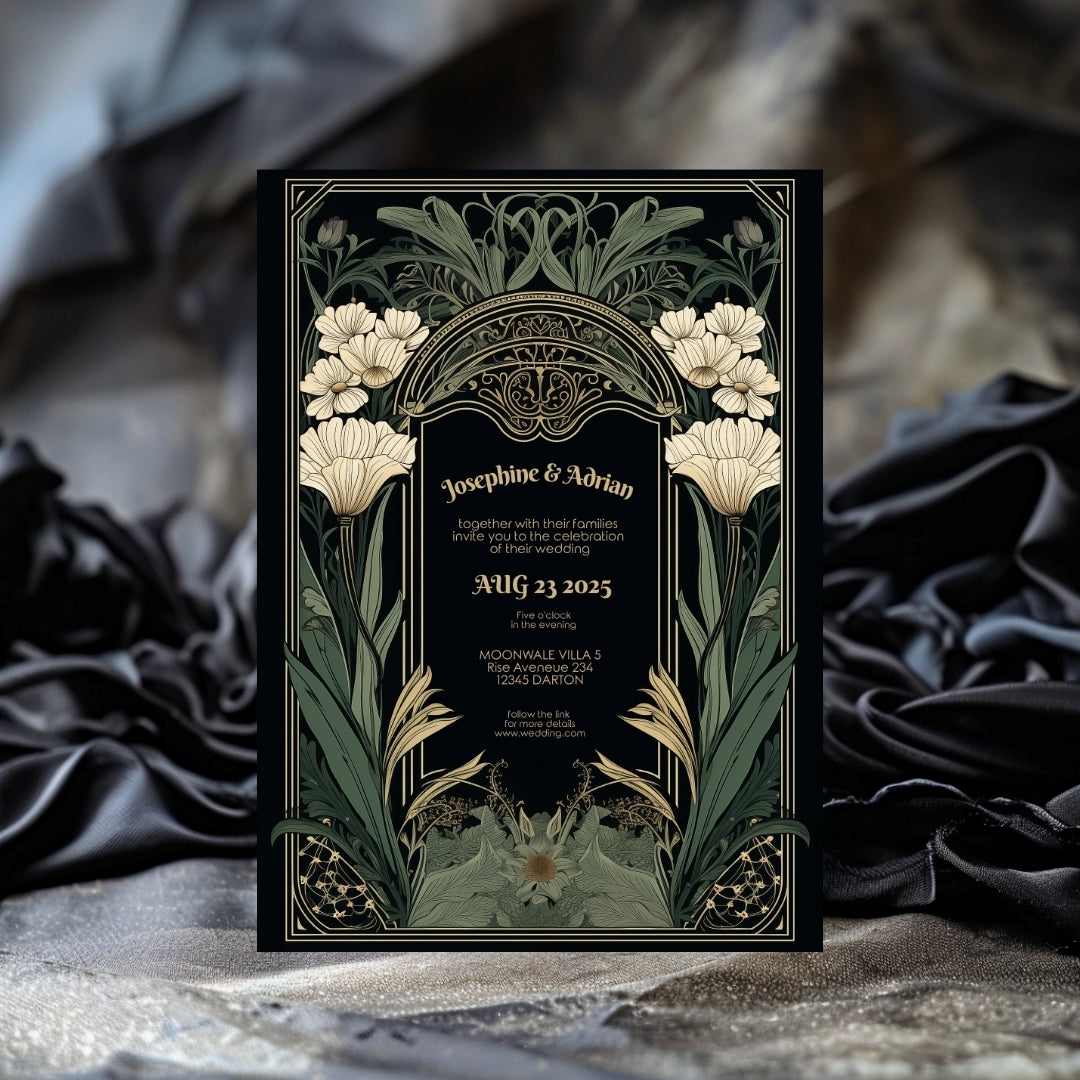 Elegant Gothic Floral Garden Wedding Invitation