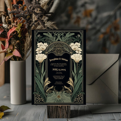 Elegant Gothic Floral Garden Wedding Invitation