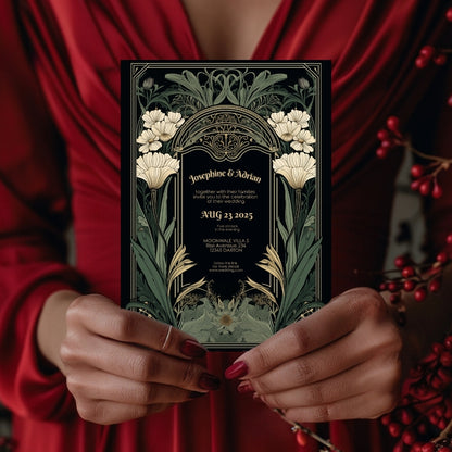 Elegant Gothic Floral Garden Wedding Invitation