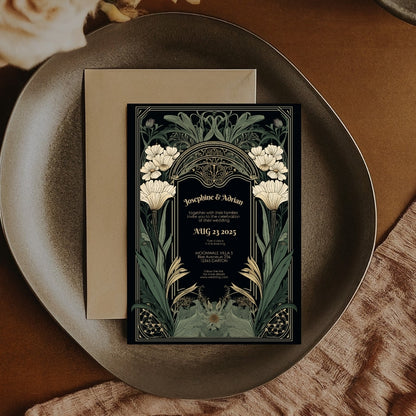 Elegant Gothic Floral Garden Wedding Invitation