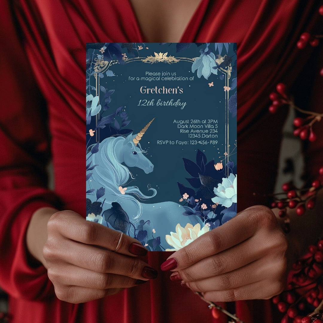 Magical Unicorn Birthday Invitation - Enchanting Fantasy Design