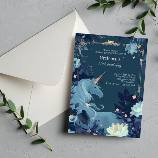 Magical Unicorn Birthday Invitation - Enchanting Fantasy Design