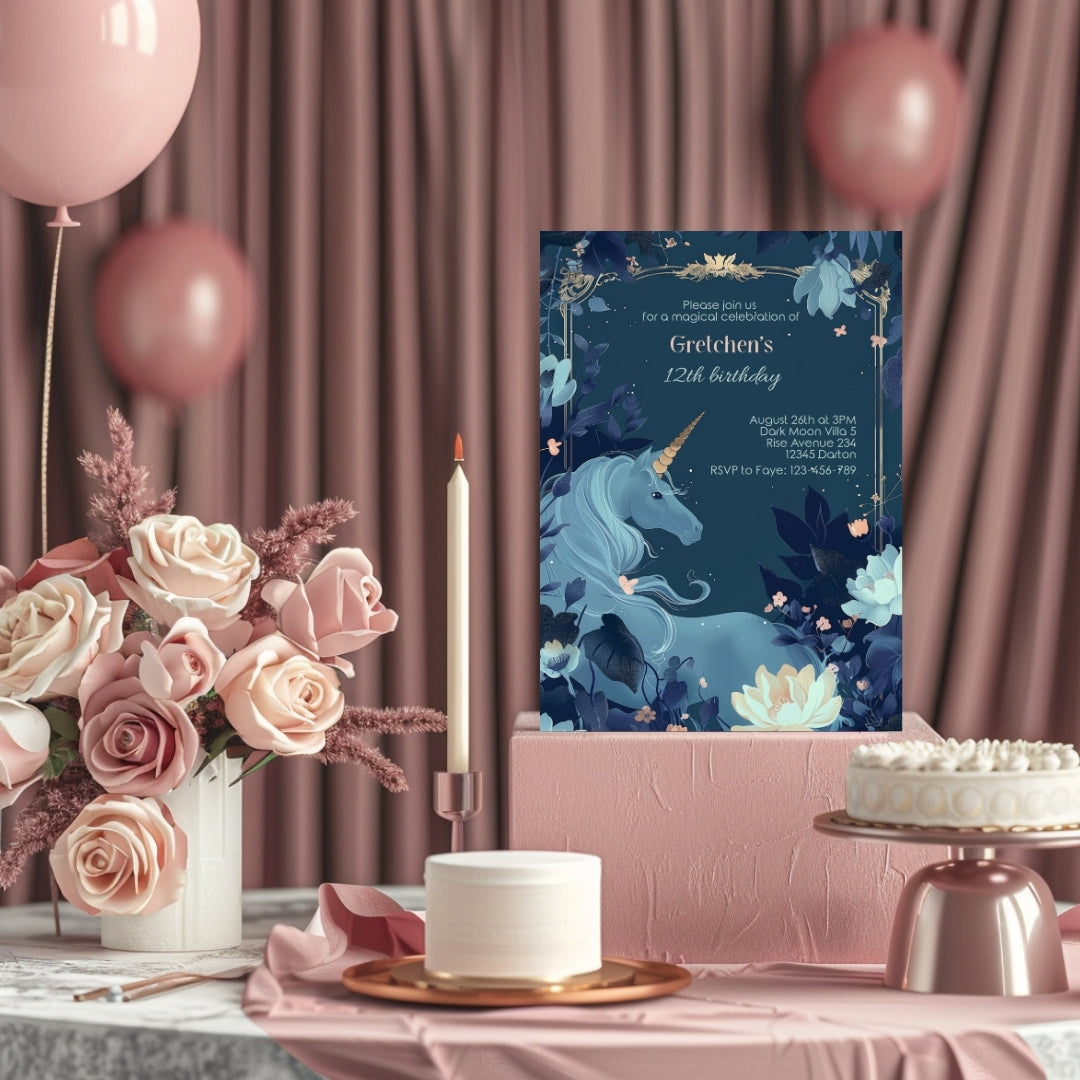 Magical Unicorn Birthday Invitation - Enchanting Fantasy Design