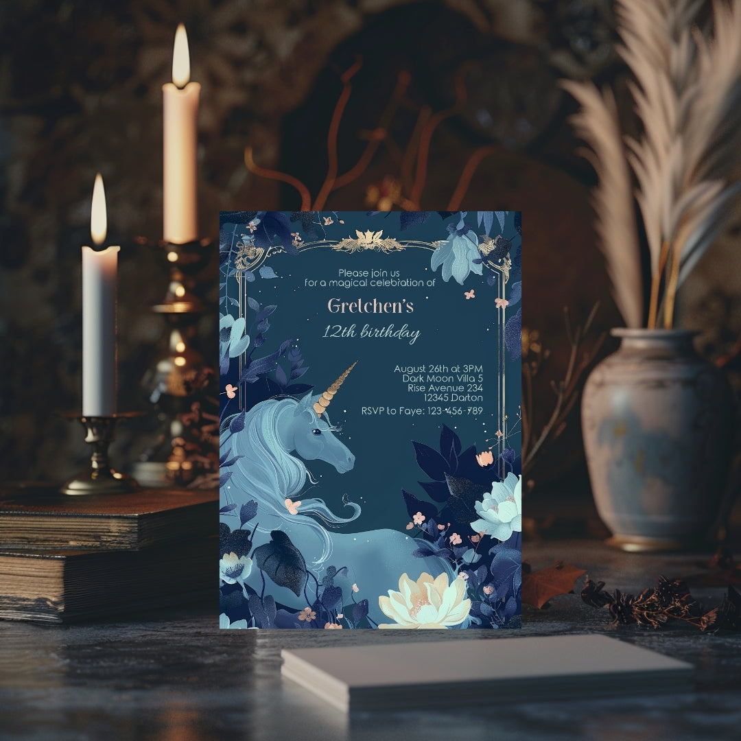 Magical Unicorn Birthday Invitation - Enchanting Fantasy Design