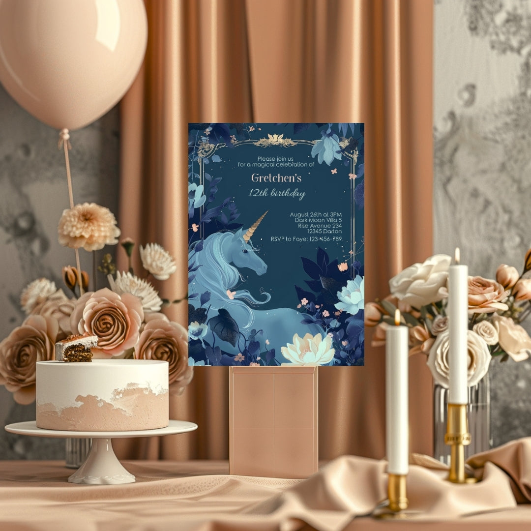 Magical Unicorn Birthday Invitation - Enchanting Fantasy Design