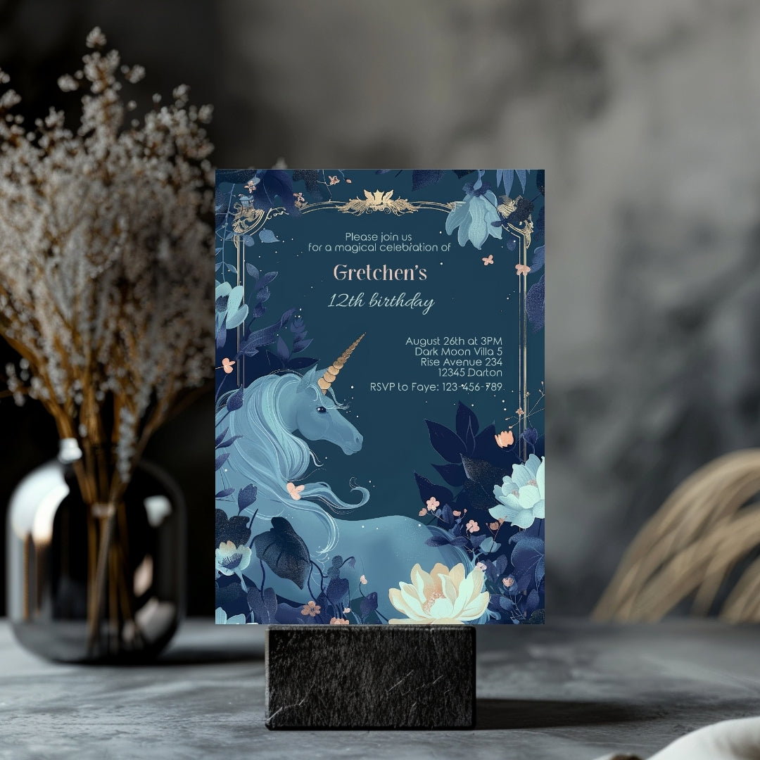 Magical Unicorn Birthday Invitation - Enchanting Fantasy Design