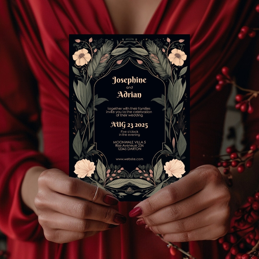 Enchanted Floral Gothic Wedding Invitation