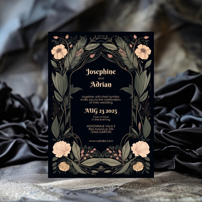 Enchanted Floral Gothic Wedding Invitation