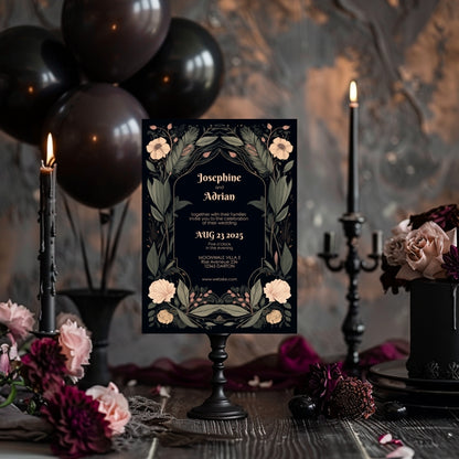 Enchanted Floral Gothic Wedding Invitation