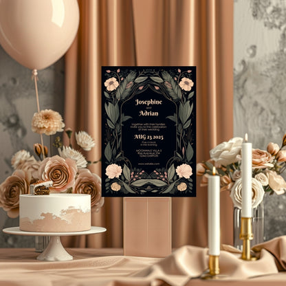 Enchanted Floral Gothic Wedding Invitation