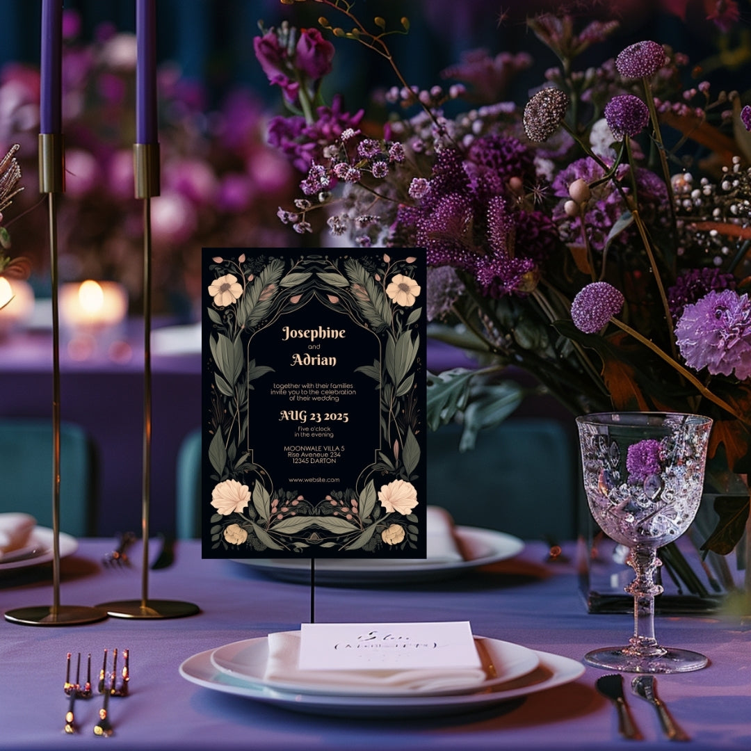 Enchanted Floral Gothic Wedding Invitation