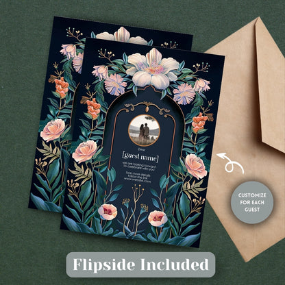 Enchanted Colorful Gothic Floral Garden Wedding Invitation