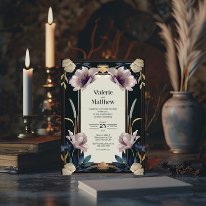 Vintage Royal Floral Elegance Wedding Invitation