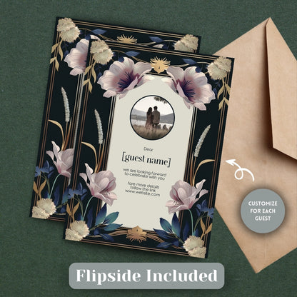 Vintage Royal Floral Elegance Wedding Invitation